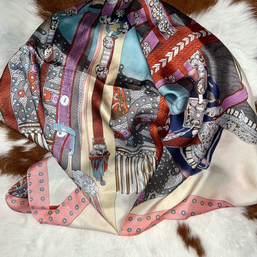 Pink multi color western scarve